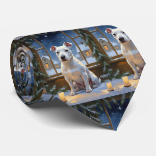 Corbata Bull Terrier con Luces de Navidad Fiesta