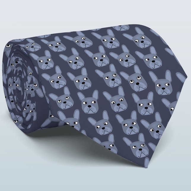 Corbata Bulldog azul francés de corcho (Cute Blue French Bulldog neck tie for dog dads)