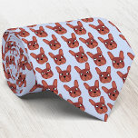 Corbata Bulldog de chocolate francés Blue Neck Tie<br><div class="desc">Bulldog francés de chocolate o estampado francés en un fondo azul. Ideal para todos los amantes del perro,  los mascotas,  los caminantes de perros y los veterinarios. Arte original de Nic Squirrell.</div>