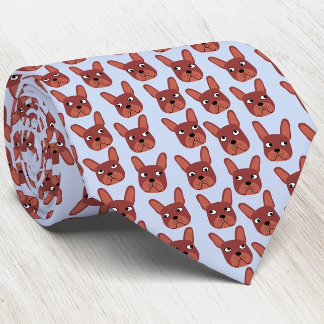 Corbata Bulldog de chocolate francés Blue Neck Tie (Chocolate French Bulldog dog pattern blue art neck tie)