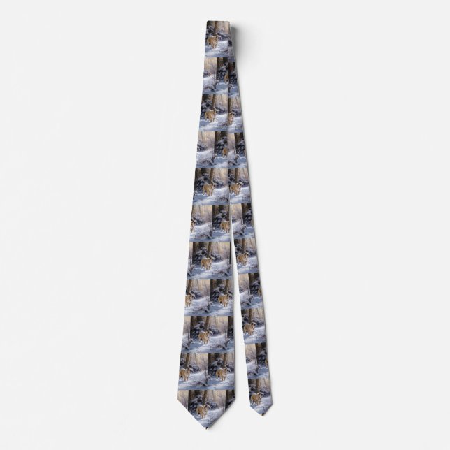 Corbata Bulldog Dejar Que Nieva Navidades Cepillado (Anverso)