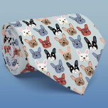 Corbata Bulldog francés<br><div class="desc">Un pequeño y divertido Bulldog francés o estampado francés sobre un fondo azul de huevo de pato. Ideal para todos los amantes del perro, los mascotas, los caminantes de perros y los veterinarios. Arte original de Nic Squirrell.</div>