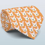 Corbata Bulldog francés blanco y crema Naranja de cuello<br><div class="desc">Un divertido Bulldog francés blanco o crema,  o un patrón francés en un fondo naranja. Ideal para todos los amantes del perro,  los mascotas,  los caminantes de perros y los veterinarios. Arte original de Nic Squirrell.</div>