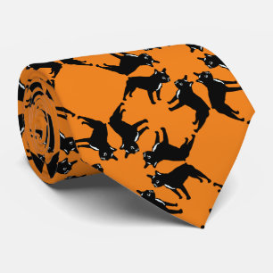 Corbata Bulldog Francés bw sobre naranja