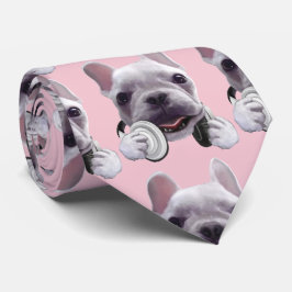 Corbata Bulldog francés con Ilustracion de audífonos