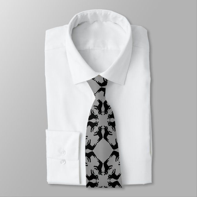 Corbata Bulldog francés en blanco y negro (Atado)