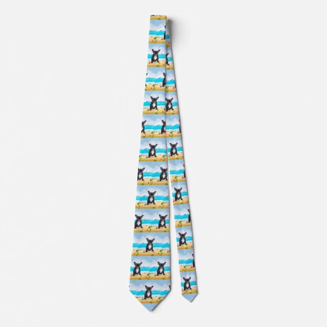 Corbata Bulldog francés en la playa (Anverso)