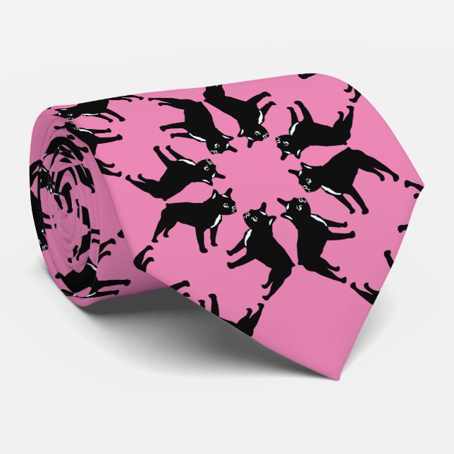 Corbata Bulldog Francés en rosa (Enrollado)