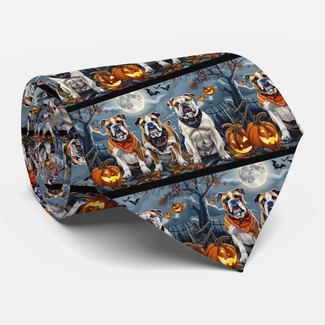 Corbata Bulldog Halloween Espeluznante (Enrollado)