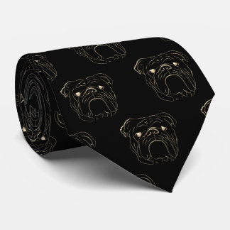 Corbata Bulldog Inglés Negro y Dorado