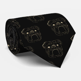 Corbata Bulldog inglés negro y oro