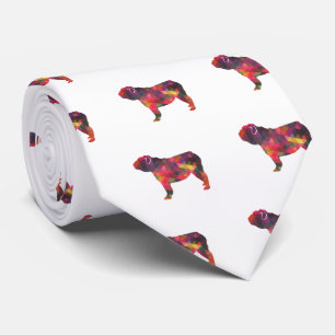 Corbata Bulldog inglés Raza de perro Geo Silhouette Multi
