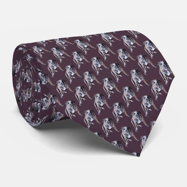 Corbata Bulldog Lazos Bulldog inglés Neckties Personalizar (Enrollado)