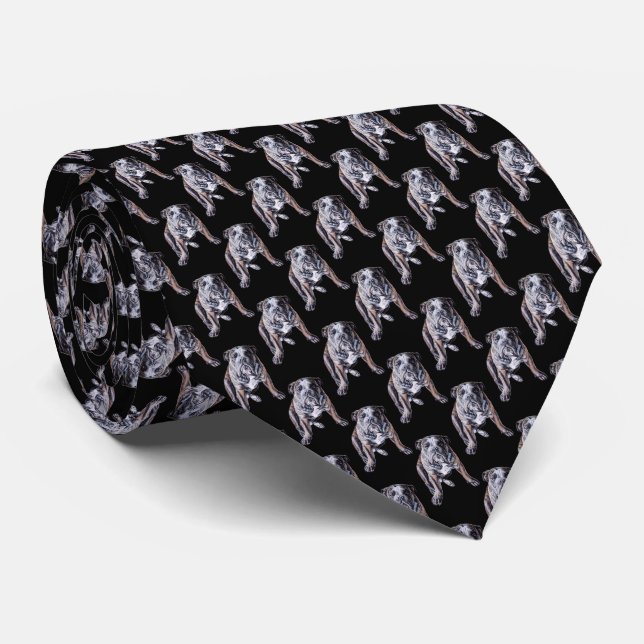 Corbata Bulldog Lazos Bulldog inglés Neckties Personalizar (Enrollado)