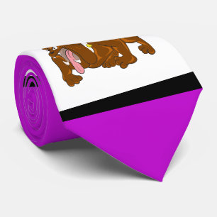 Corbata Bulldoges Deportes Morado Blanco Necktie