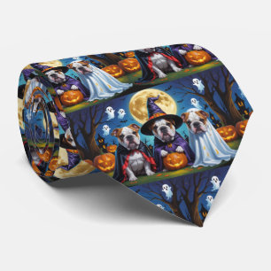 Corbata Bulldogs Calabaza Halloween Divertido 