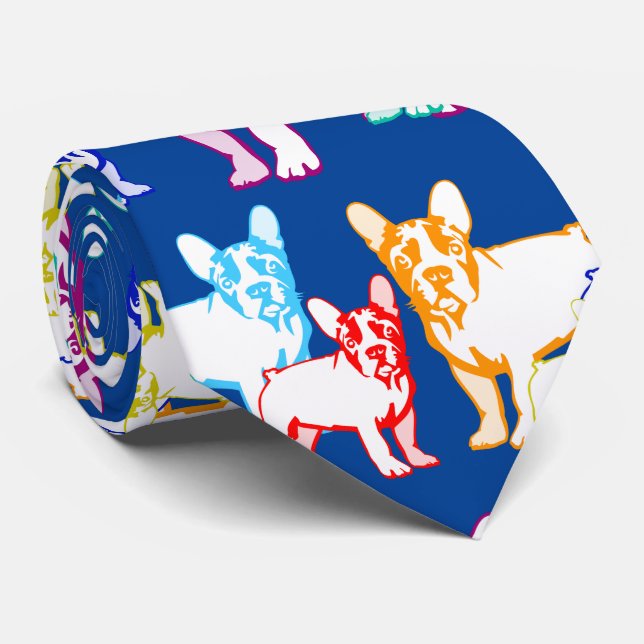 Corbata Bulldogs franceses coloridos (Enrollado)