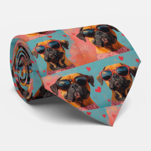 Corbata Bullmastiff con rosas del corazón Día de San Valen