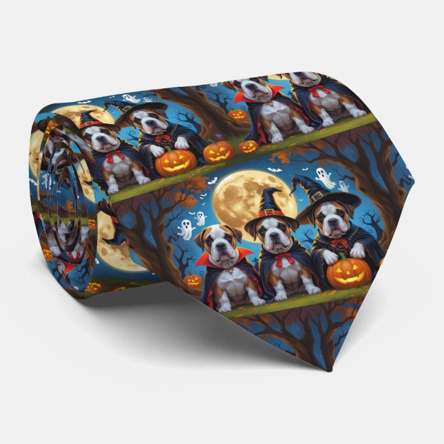 Corbata Bullmastiff Perros Calabaza Halloween Funny (Enrollado)