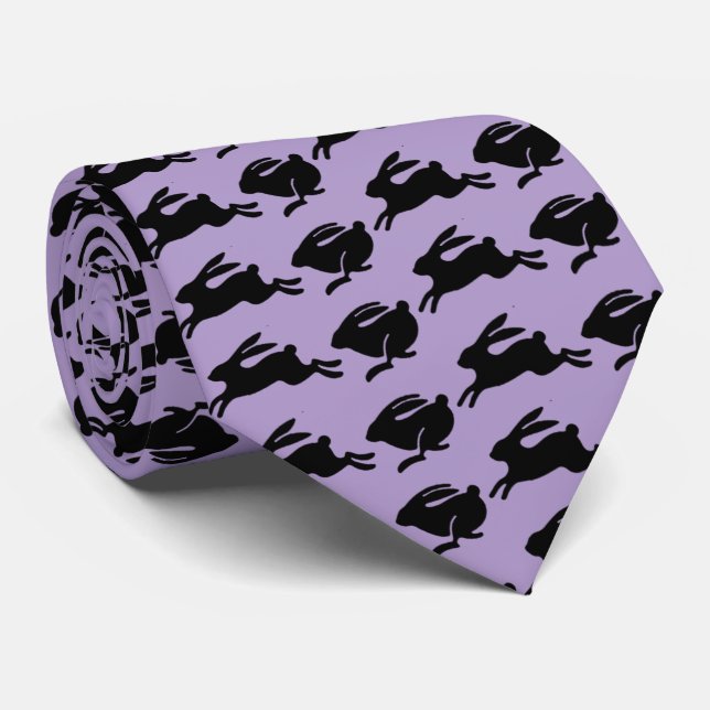 Corbata Bunnies negros abusando de la moda de Pascua Lilac (Enrollado)