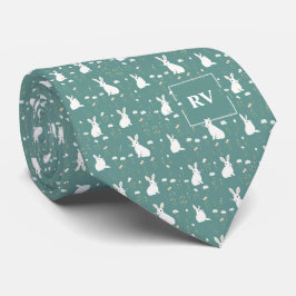 Corbata Bunny de primavera floral monogramado