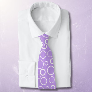 Corbata Burbujas y anillos, círculos blancos sobre lavanda