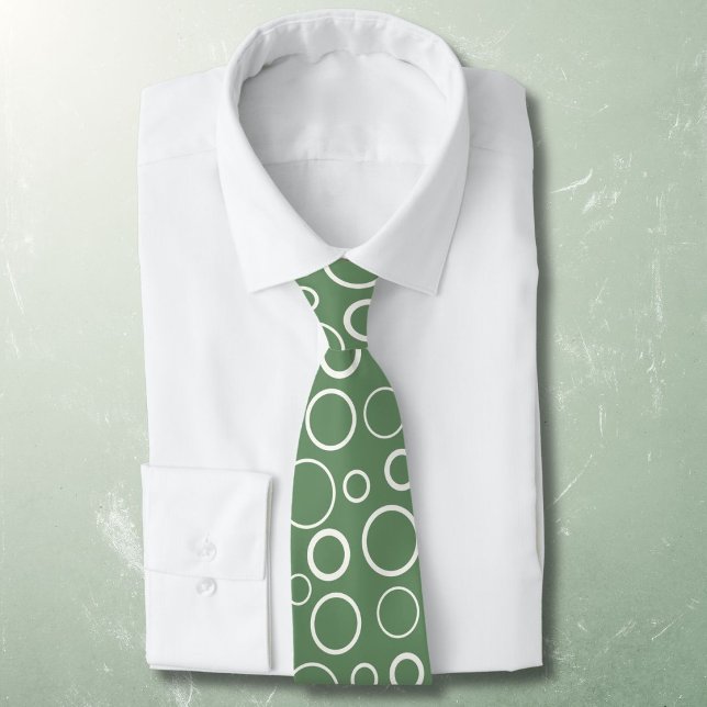 Corbata Burbujas y anillos, círculos blancos sobre verde (Subido por el creador)
