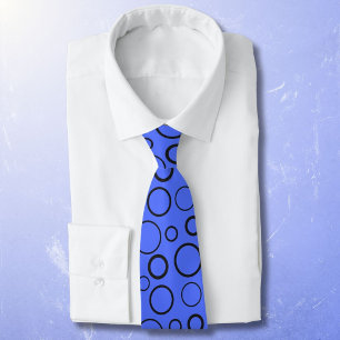 Corbata Burbujas y anillos, círculos negros sobre azul