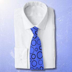 Corbata Burbujas y anillos, círculos negros sobre azul