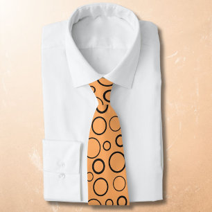 Corbata Burbujas y anillos, círculos negros sobre naranja