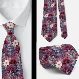 Corbata Burdeos Azul Periwinkle Rosado Floral