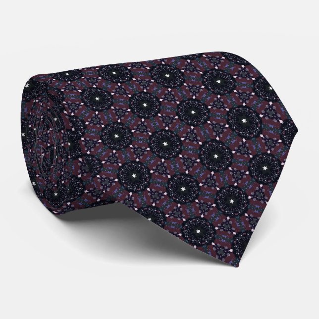 Corbata Burgundy and Black Star Neck Tie (Enrollado)