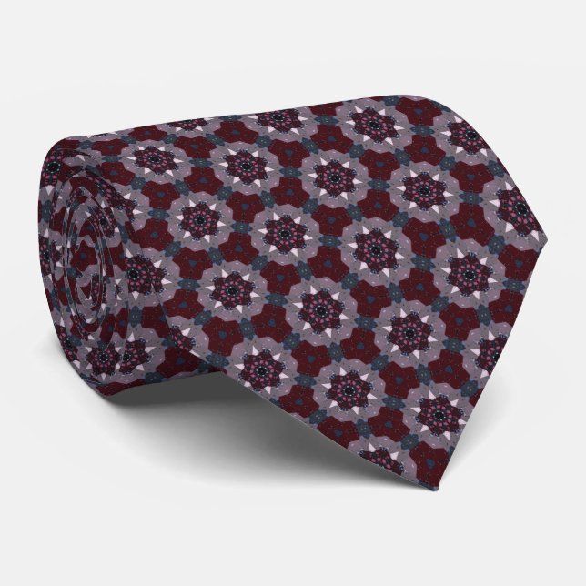 Corbata Burgundy and Gray Quilt Print Neck Tie (Enrollado)