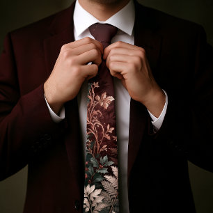 Corbata Burgundy Ciruela Oscura Rosa de Invierno Helada en
