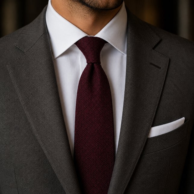 Corbata Burgundy de Lujo Elegante Rojo Oscuro Texturizado (Subido por el creador)