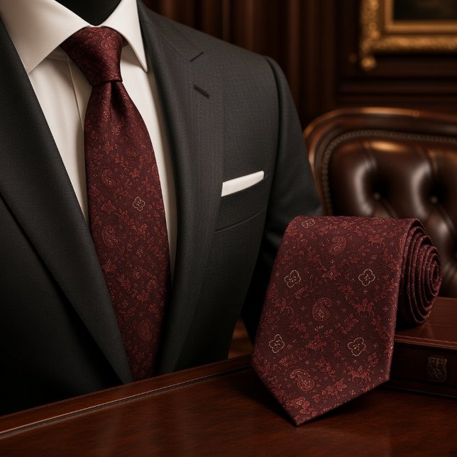 Corbata Burgundy Ecuestre Paisley (Subido por el creador)