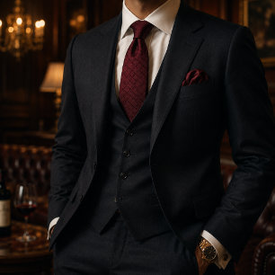 Corbata Burgundy Geométrico de Lujo Rojo Oscuro Elegante