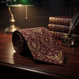 Corbata Burgundy Gold Águila Heraldica Patrimonio