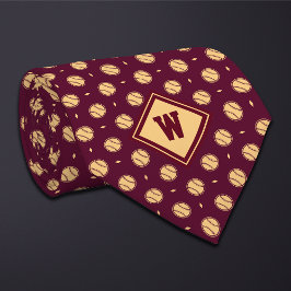 Corbata Burgundy Gold Baseball Icon Necktie