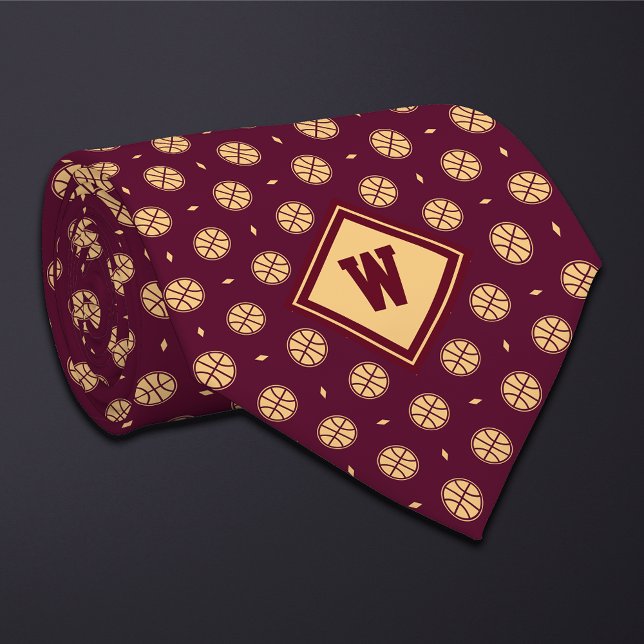 Corbata Burgundy Gold Basketball Icon Necktie (Subido por el creador)