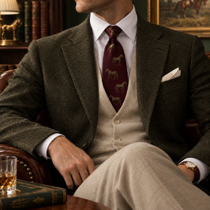 Corbata Burgundy Gold Ecuestre Patrimonio Caballar
