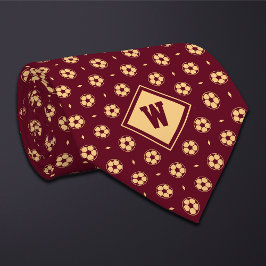 Corbata Burgundy Gold Futbol (Soccer) Ball Icon Necktie