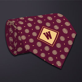 Corbata Burgundy Gold Golf Ball Icon Necktie