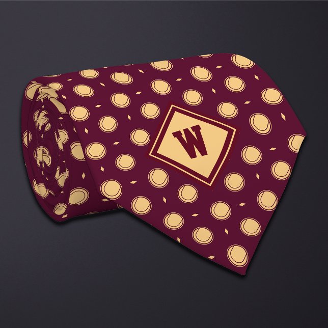 Corbata Burgundy Gold Tennis Ball Icon Necktie (Subido por el creador)