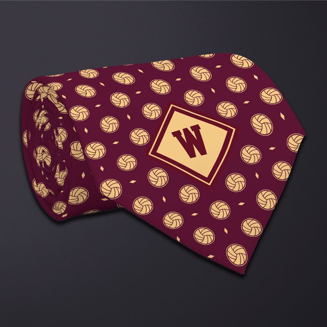 Corbata Burgundy Gold Volleyball Icon Necktie (Subido por el creador)