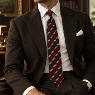 Corbata Burgundy Marrón Azul Polvoriento Repp Raya