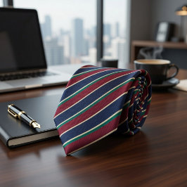 Corbata Burgundy Navy Verde Clásico Estriado