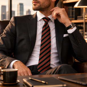 Corbata Burgundy Negro Dorado con Rayas Diagonales