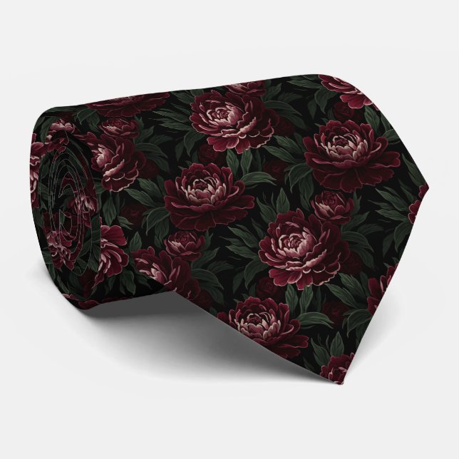 Corbata Burgundy Profundo Dramático y Cereza Negra Malhumo (Enrollado)