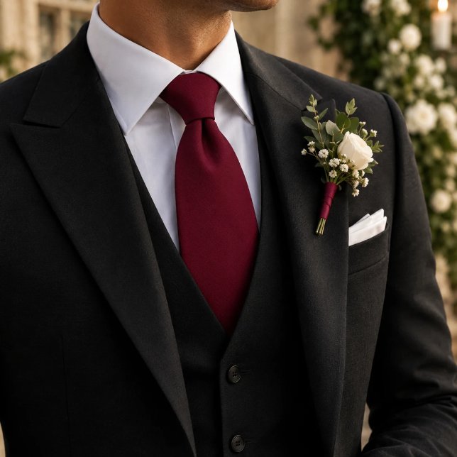 Corbata Burgundy Rico Sólido (Subido por el creador)